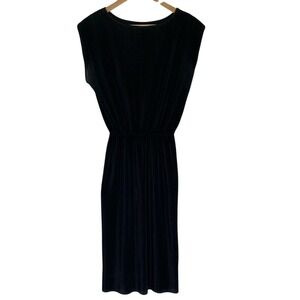 Vintage Bobbie Brooks‎ Elegant Black Accordion Pleat Sleeveless Dress Size M